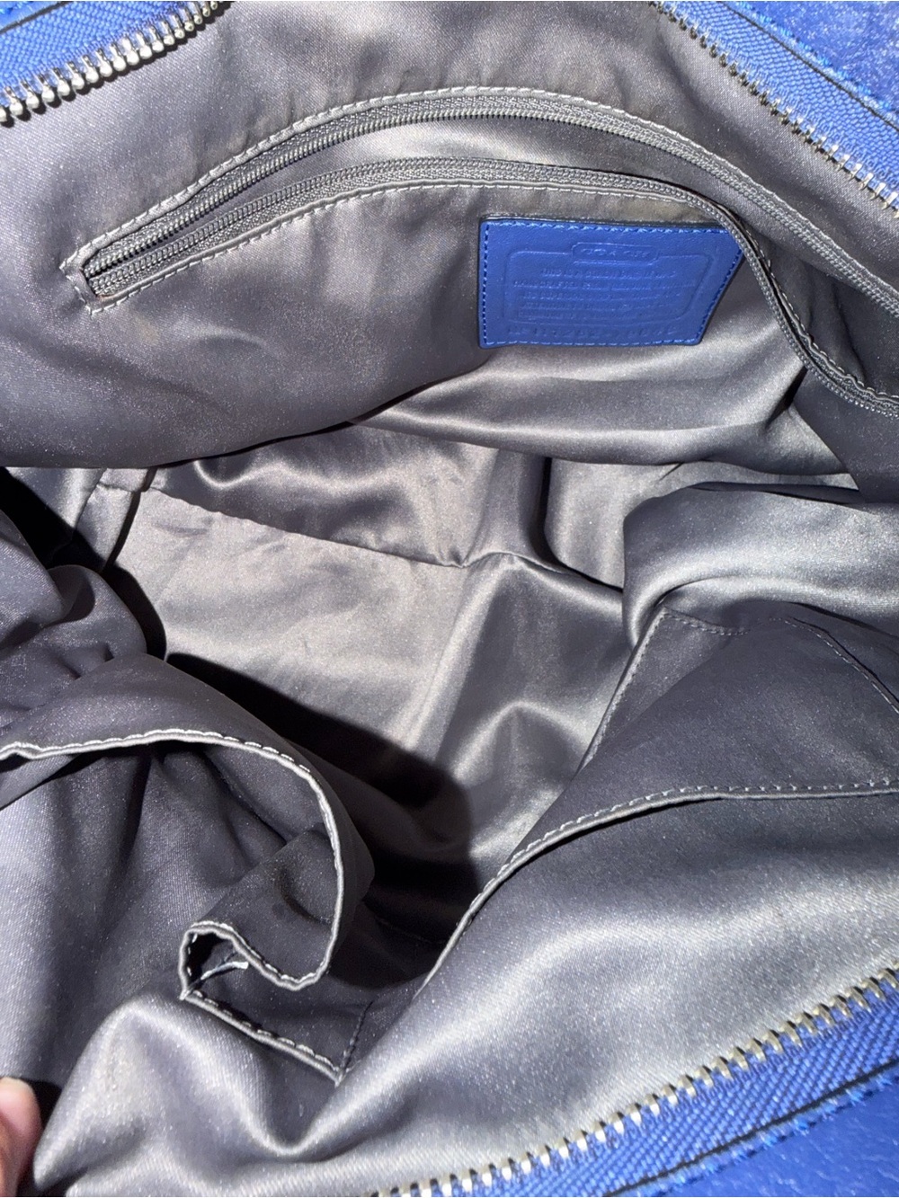 Coach Blue Leather Pleated & Braided Satchel - Picture 9 of 9